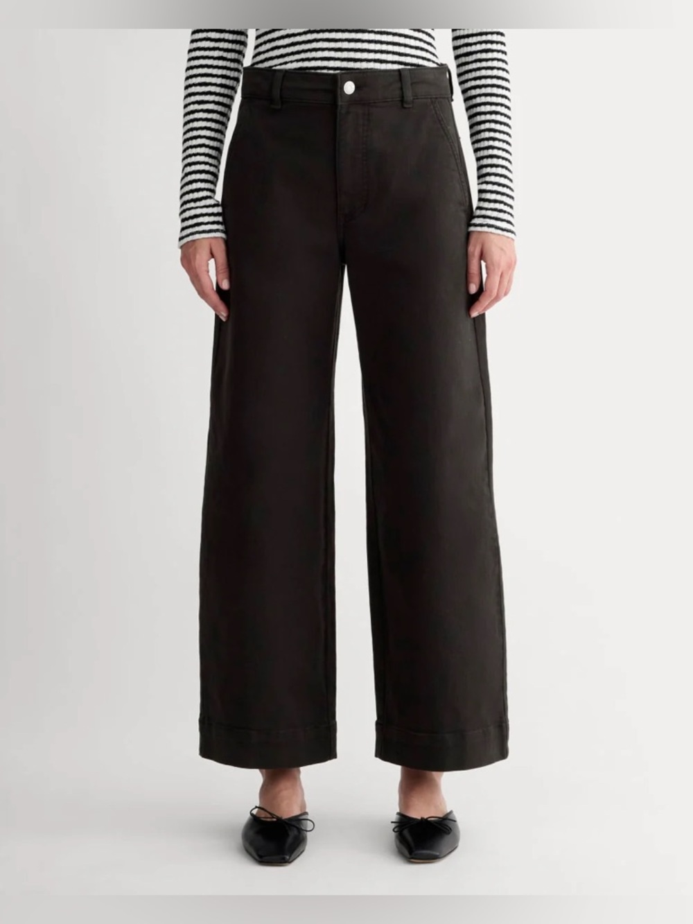 New Everlane Women THE UTILITY WIDE-LEG PANT Black Jeans Size 2 - Picture 2 of 14